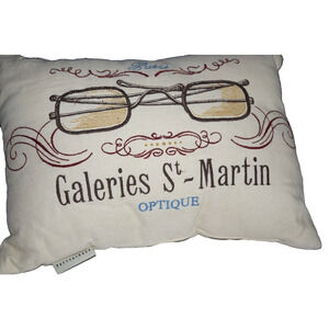 Pottery Barn Eyeglass Gallery Throw Pillow Retired Embroidery Paris‎ 16x12